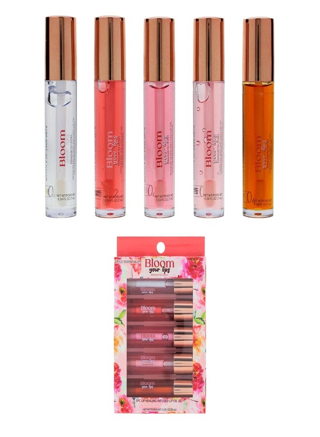 Expressions 5pc Lip Oil Set - Bloom Your Lips Style Essentials Lip Oils, Lip Healing Lip Oil Collection with Precision Applicator Wand | Moisturizing for Everyday Lip Care and Lip Repair (FLORAL - Image 2