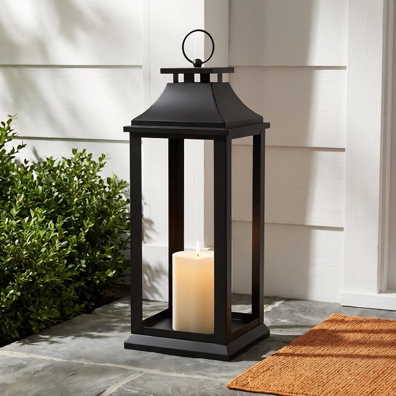 SUJUN Modern Farmhouse Black Lantern Candle Holder â€“ 22â€ Hanging Decorative Lantern for Indoor & Outdoor Home DÃ©cor â€“ Ideal for Parties, Weddings, Porches, and Events (No Glass Panel), Size Large - Image 5