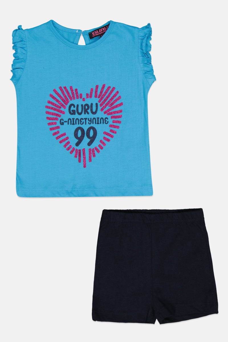 Guru 99 Toddlers Girl 2 Pieces Graphic Print Top And Bottom Set, Multicolor - Image 1