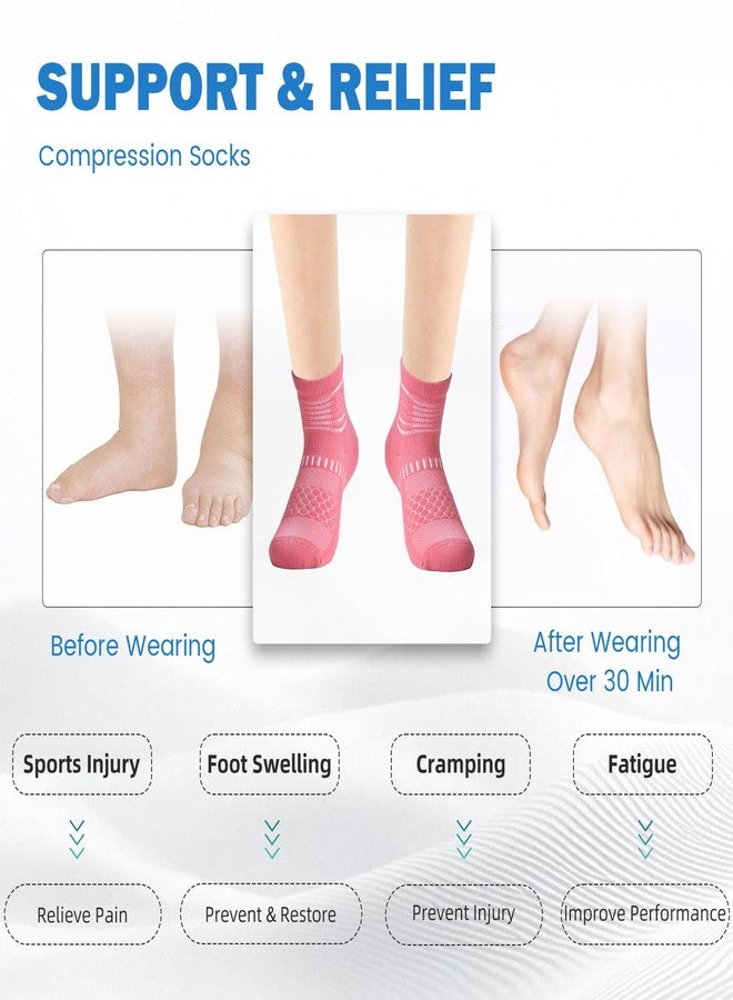 IRAMY Ankle Compression Socks for Women Men Coolmax Moisture Wicking Socks Plantar Fasciitis Relief 3/5 Pairs, Pink+purple+blue(3 Packs), L - Image 5