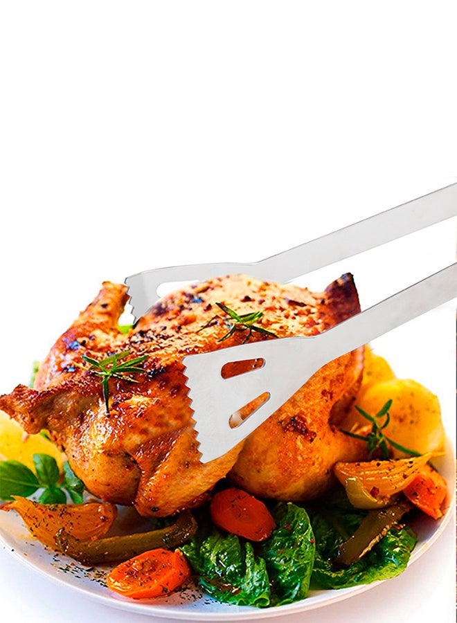 السنيدي ملقاط فحم للشواء، ملقاط نار، فضي، مقاس 40 سم - Image 4