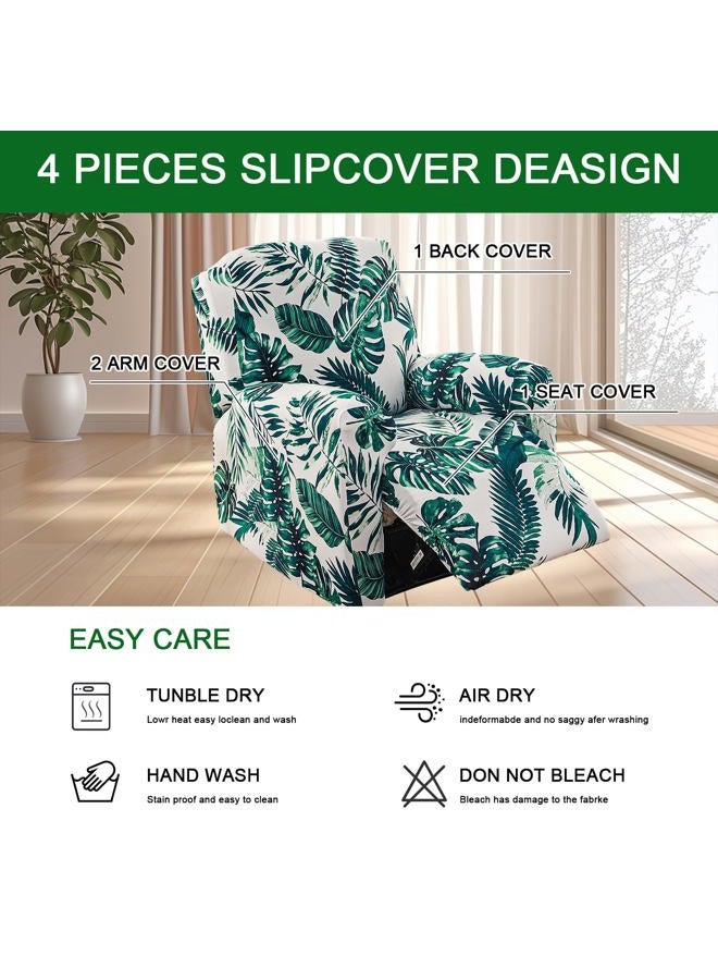 FUANGUI Recliner Chair Cover 4-Pieces Lazyboy Cover for Recliner Chair with Storage Pockets Furniture Protector for Living Room, Jacquard Sofa Slipcover for Kids, Pets, Dog and Cat, 30 - Image 3