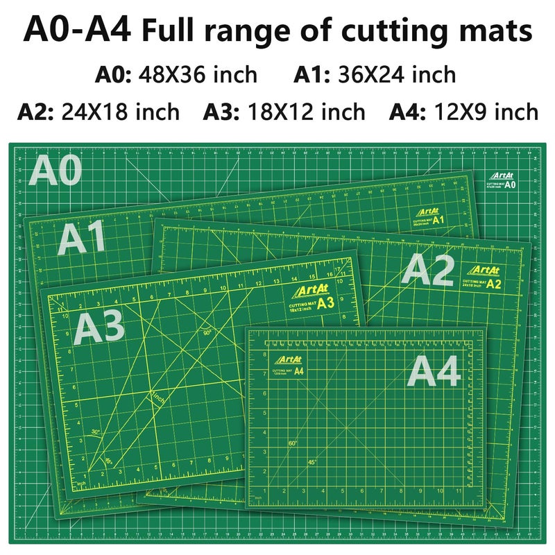 ArtAt Self Healing Cutting Mat: 24 x 36 inch Green Large 5-Ply Double-Sided Durable Non-Slip PVC Cutting Mat for Sewing Quilting Scrapbooking Art & Crafts projectsâ€¦ - Image 2