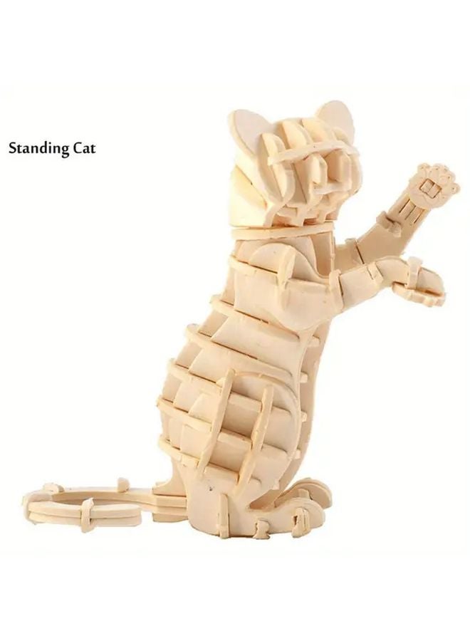 لغز ثلاثي الأبعاد قطة واقعة نموذج حيوان لعبة حرفية تعليمية تجميع - Image 1