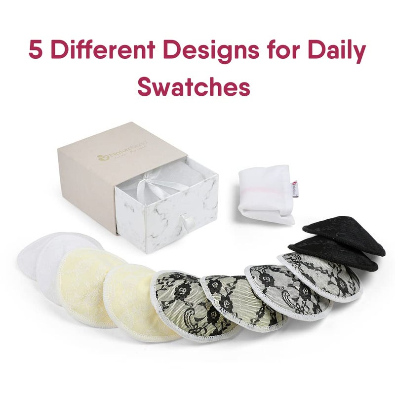 NatureBond Reusable Nursing Pads. Set of 10 Nipple Pads for Breastfeeding, Breathable Breast Pads for Breastfeeding with Wash Bag & Box, Viscose Made from Bamboo - Image 5