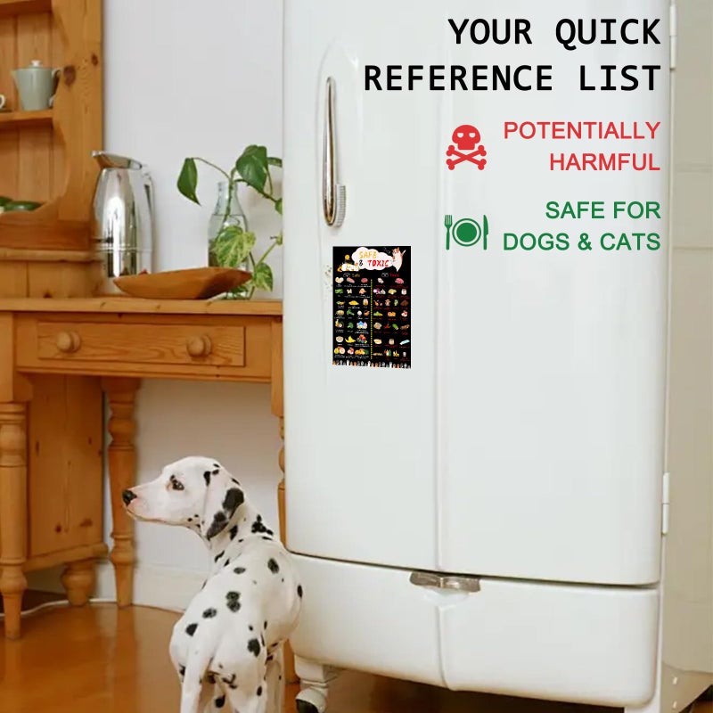 Blirik Magnetic Safe Foods Guide for Dogs and Cats,Dog Feeding Chart Fridge Magnet, Foods Dogs Shouldnt Eat Chart Decorative Magnets,Dog Cat Safety Emergency Numbers Magnet-11.8" x 7.8"-Black - Image 5