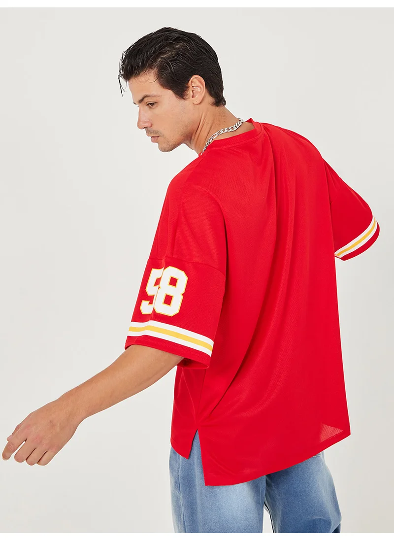 Styli Varsity Print Mesh Knit Oversized T-shirt