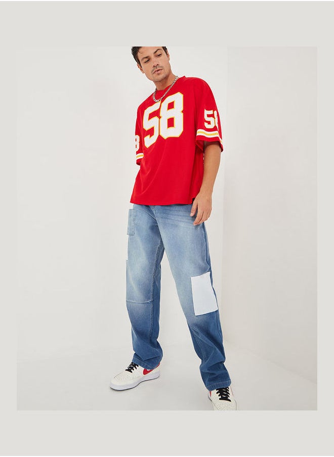 Styli Varsity Print Mesh Knit Oversized T-shirt  - Image 2
