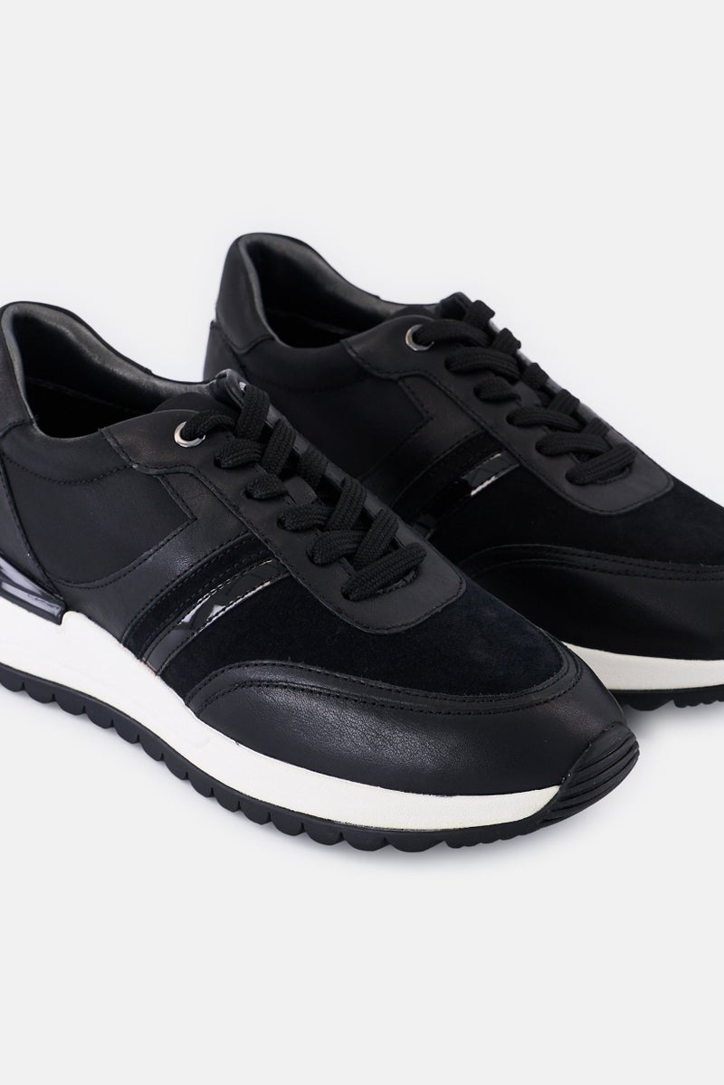 GEOX Women D DESYA Lace Up Sneaker, Black - Image 4