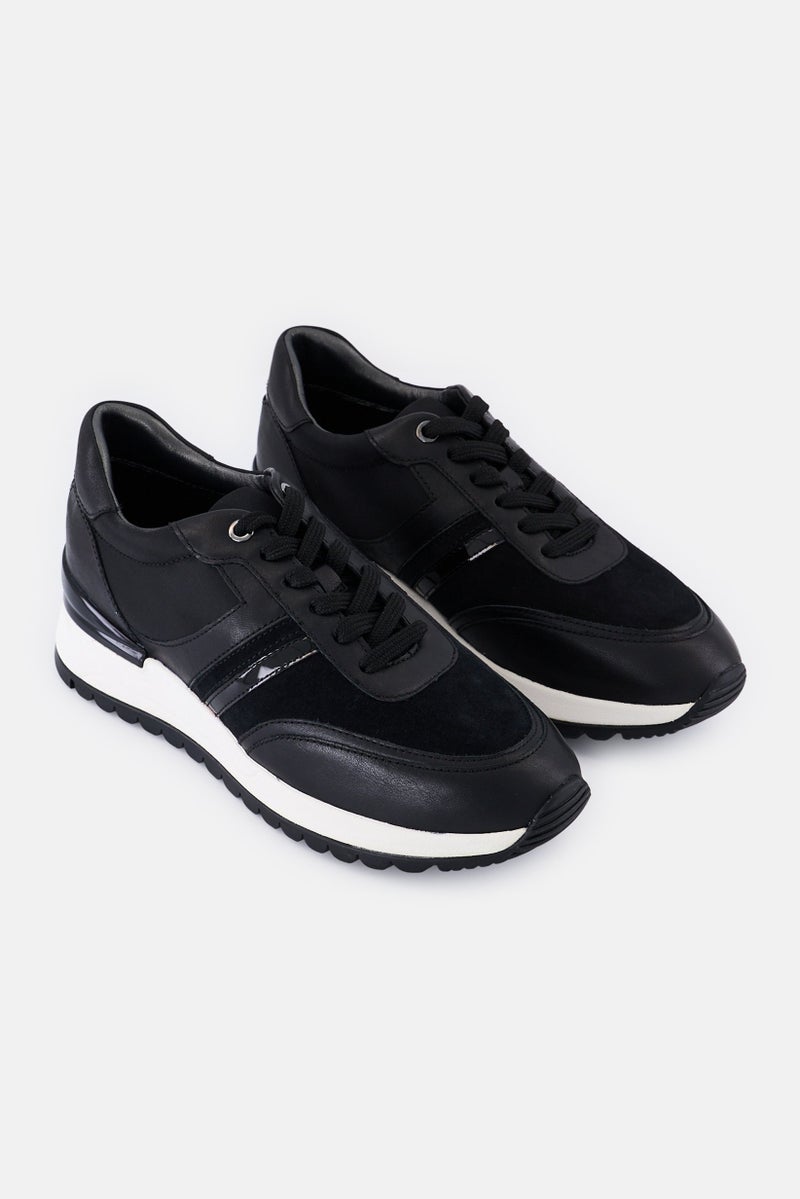 GEOX Women D DESYA Lace Up Sneaker, Black - Image 1