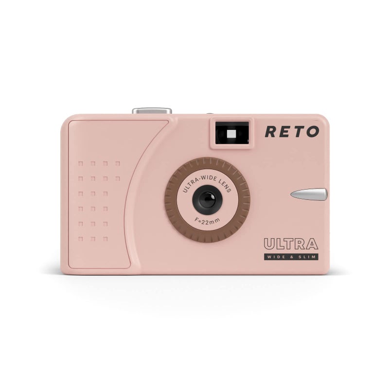 RETO Ultra Wide and Slim 35mm Reusable Daylight Film Camera - 22mm Wide Lens, Focus Free, Light Weight, Easy to Use (Pastel Pink) - Image 1