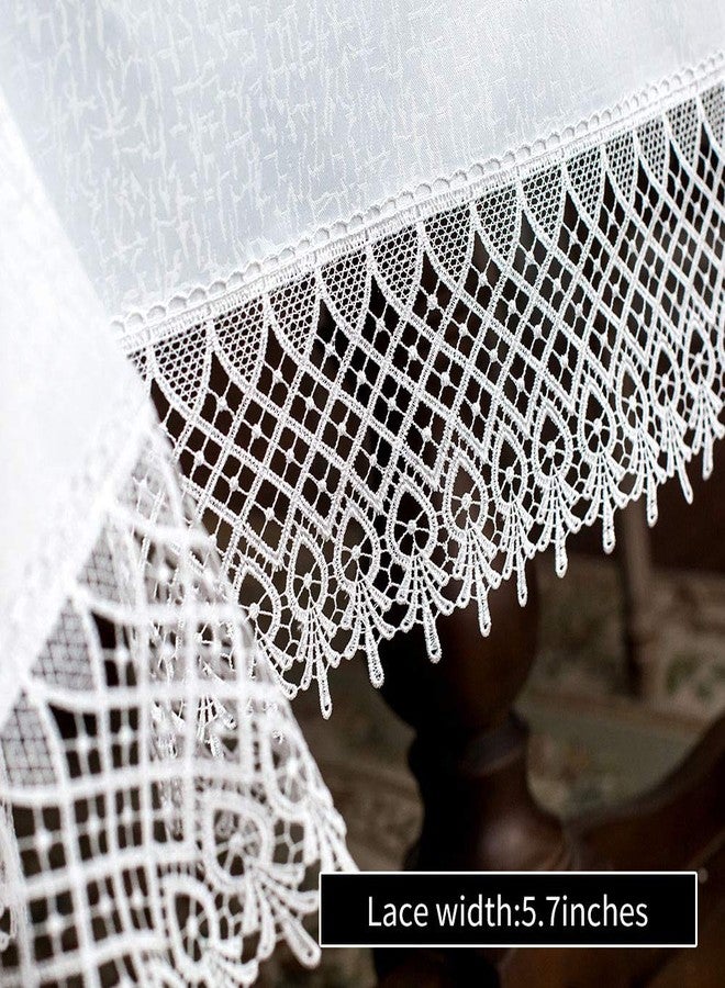 ARTABLE Lace Table Cloths Rectangle Fall Antique Flower Decor Macrame Tablecloth for Outdoor Farmhouse Rustic Kitchen Party Birthday Picnic (White-2, 52 x 70 Inch) - Image 4