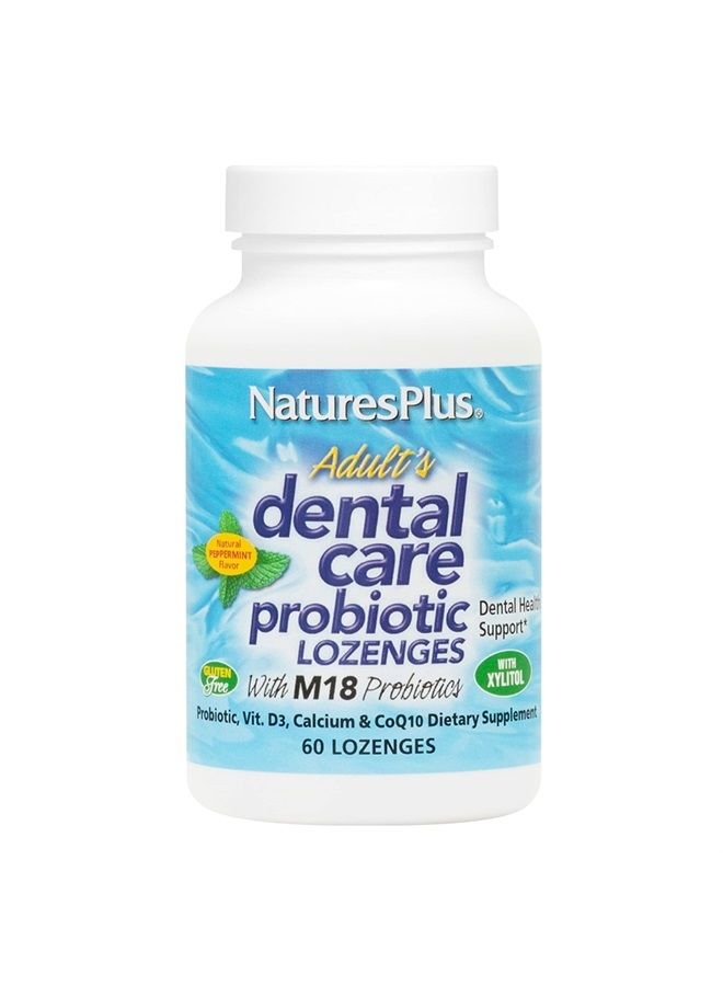 Nature's Plus مكمل بروبيوتيك للعناية بأسنان البالغين من ناتشرز بلس - مكمل لصحة الأسنان واللثة - بنكهة النعناع - 60 حبة نباتية (30 حصة) - Image 1