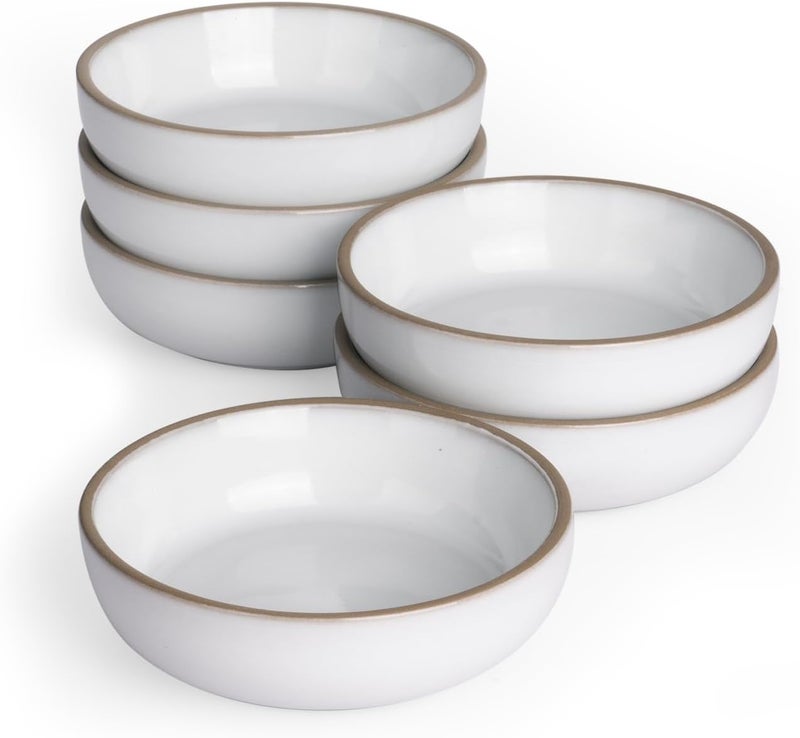 famiware Nature Ceramic Soy Sauce Dish Dipping Bowls Set of 6 3 oz Dipping Sauce DishesCupsPlates Small Serving Bowls for Side Dishes Condiments Sushi Appetizer Dessert Snowy White - Image 1
