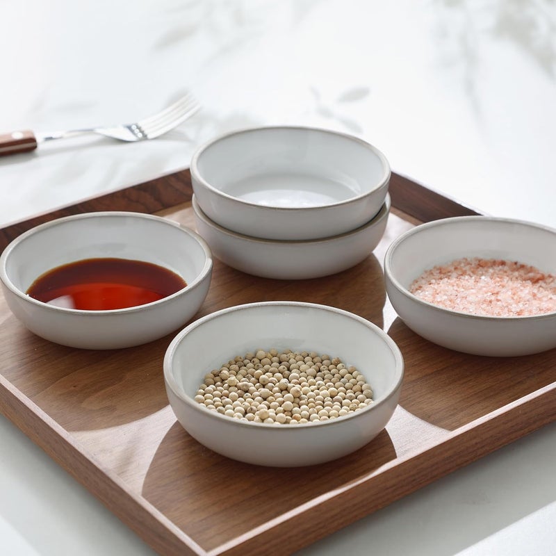 famiware Nature Ceramic Soy Sauce Dish Dipping Bowls Set of 6 3 oz Dipping Sauce DishesCupsPlates Small Serving Bowls for Side Dishes Condiments Sushi Appetizer Dessert Snowy White - Image 5