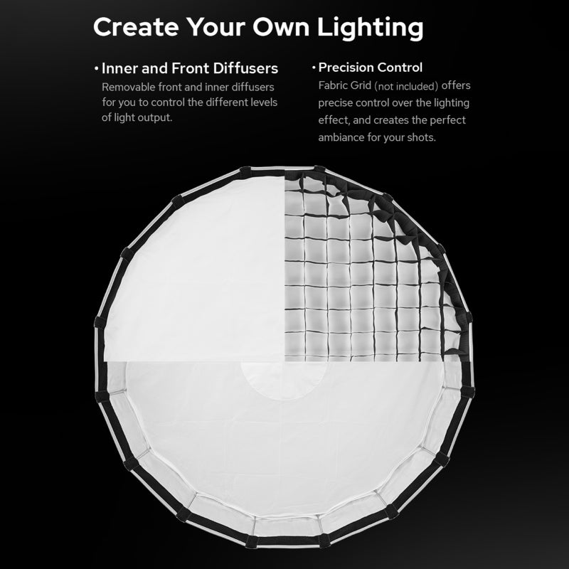 85cm Softbox Photography 30cm Depth Compact Design - Dual Detachable Diffusers Bowens Mount Softbox for Home Studios Confined Spaces - Image 2