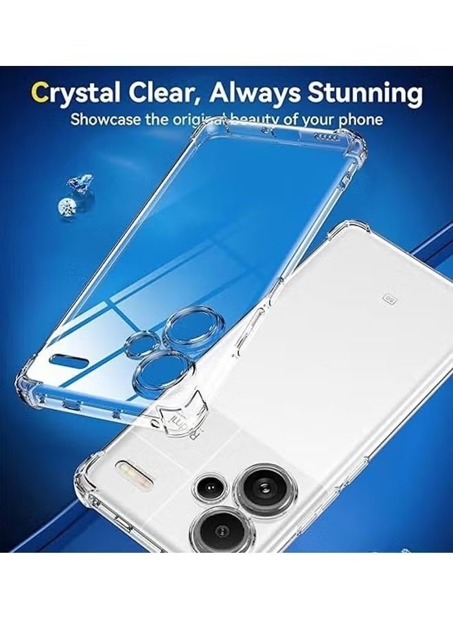 Redmi Note 13 Pro Plus 5G Case Cover with Clear Soft TPU Four Corners Airbags Duty Shockproof Anti-Scratch Protective Back Cover for Redmi Note 13 Pro+ 5G - Image 3