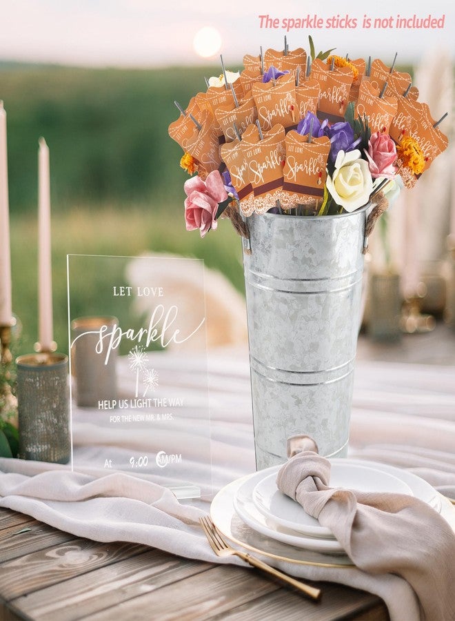 MGWOTH 100+4 PCS Wedding Sparkle Tag & Holder Set, “Let Love Sparkle” Send-Off Card, Acrylic Sign & Marker Pen with 2 Galvanized Buckets, Table Decor for Anniversary Bridal Shower Exit - Image 5