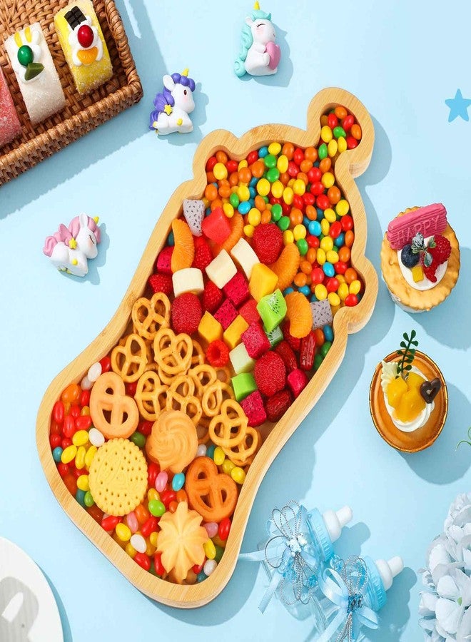 Willinglong Baby Shower Charcuterie Board Gift 14.96 x 7.87 Inch Milk Bottle Wooden Appetizer Serving Trays Snack Dessert Candy Dish for Home Restaurant Baby Shower Favor Gender Reveal Birthday Party - Image 4