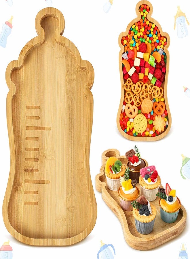 Willinglong Baby Shower Charcuterie Board Gift 14.96 x 7.87 Inch Milk Bottle Wooden Appetizer Serving Trays Snack Dessert Candy Dish for Home Restaurant Baby Shower Favor Gender Reveal Birthday Party - Image 1