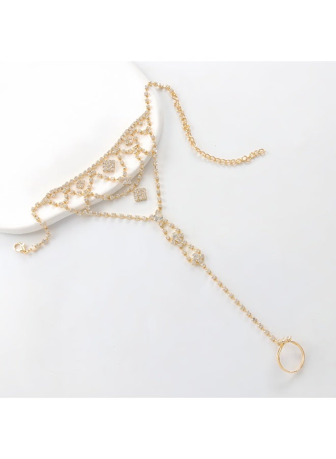 LauraTheBeauty Sparkling Diamond Foot Accessories fashionable and versatile beach vacation one-finger ankle chain and leg ring accessory  - Image 4