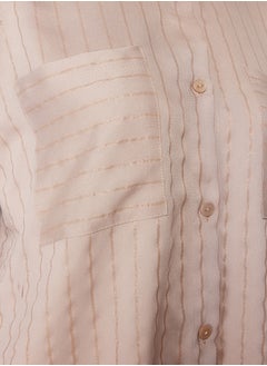 trendyol Beige Glitter Striped Woven Shirt TCTSS24TG00049  - Image 3