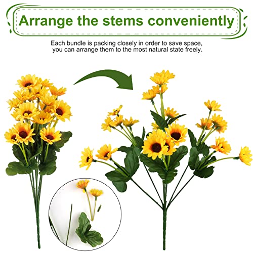 Elecxlink 10 Bunches Sunflowers Artificial Flowers,Fake Mums Fall Daisy Plants for Outdoor Indoor Decoration,UV Resistant Faux Plastic Fabric Greenery Plants Home Wedding DIY Garden Spring Summer Decor - Image 4