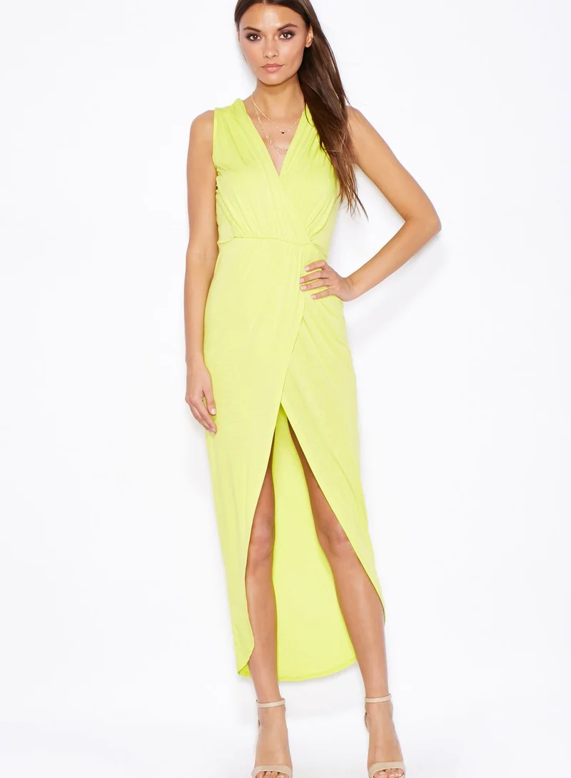 Ginger Wrap Front Slit Maxi Dress
