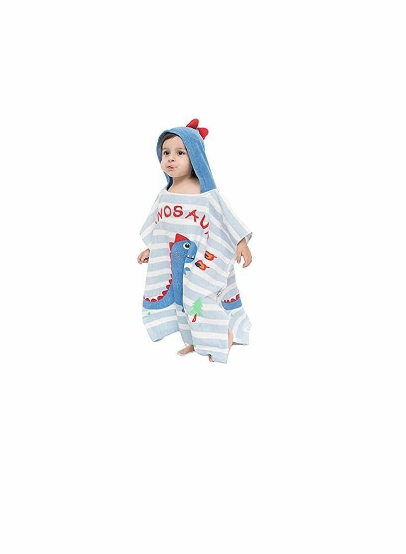 NIBEMINENT Kids Bath/Pool/Beach Hooded Poncho Towel-Cartoon Animal Pattern Cotton Beach Towel for Baby and (Dinosaur) - Image 1