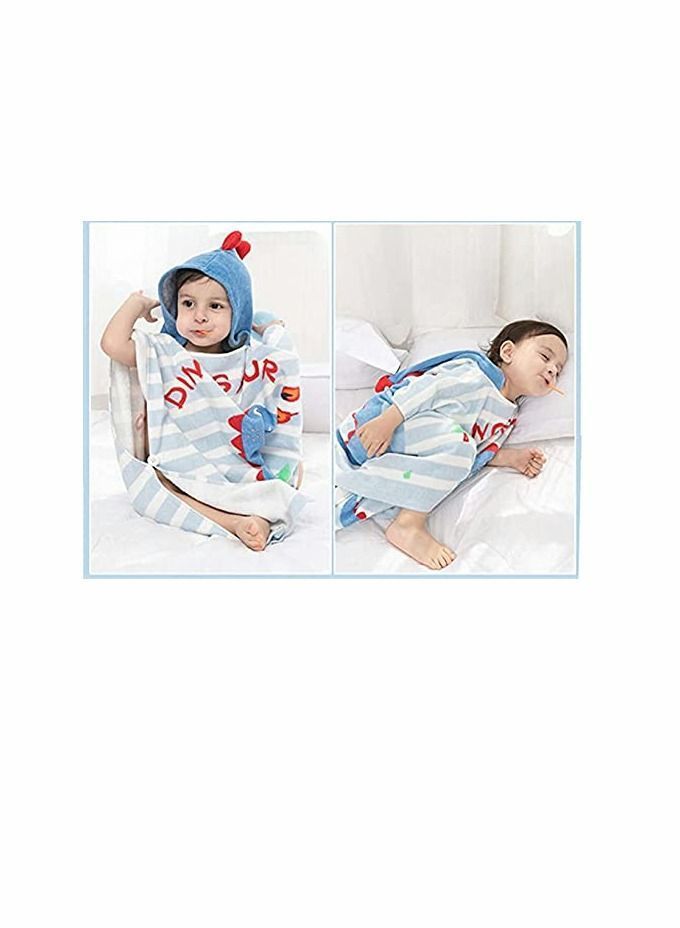 NIBEMINENT Kids Bath/Pool/Beach Hooded Poncho Towel-Cartoon Animal Pattern Cotton Beach Towel for Baby and (Dinosaur) - Image 2