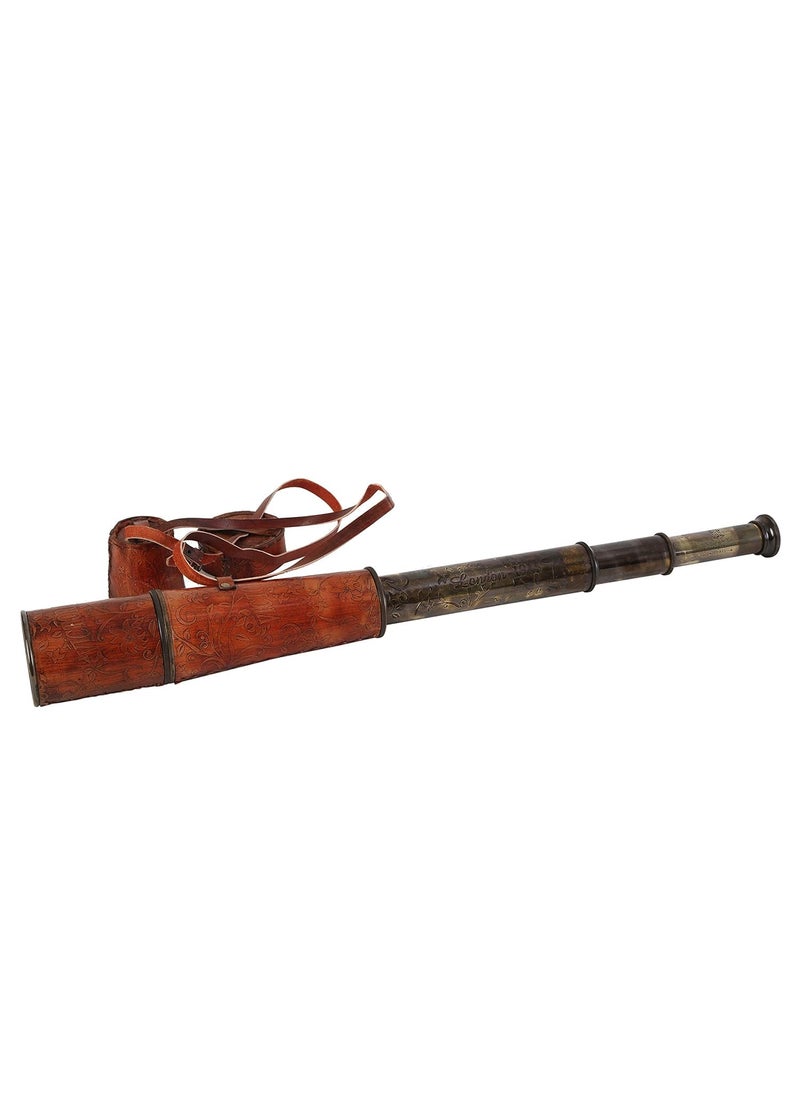 SHOPLYN SHOPLYN 24 Ship Captain Brass Handmade Brass Leather Victorian Vintage Brass Spyglass Telescope Antique Cap Belt Handheld Spyglass Scope Great Nautical Collection  - Image 3