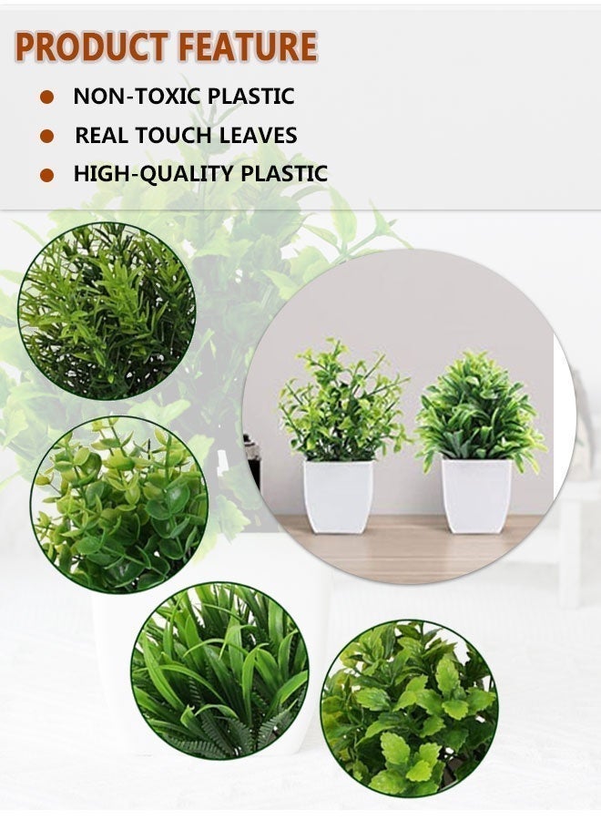 HOOTO 4Pack  Potted Fake Plants Artificial Plastic Eucalyptus Plants Wheat Grass Plant for Home Office Desk Room Decoration - Image 2