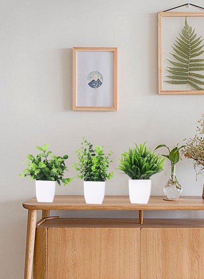 HOOTO 4Pack  Potted Fake Plants Artificial Plastic Eucalyptus Plants Wheat Grass Plant for Home Office Desk Room Decoration - Image 4