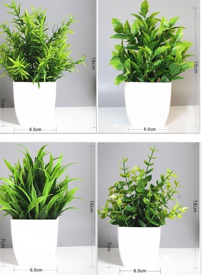 HOOTO 4Pack  Potted Fake Plants Artificial Plastic Eucalyptus Plants Wheat Grass Plant for Home Office Desk Room Decoration - Image 3