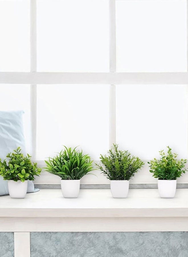 HOOTO 4Pack  Potted Fake Plants Artificial Plastic Eucalyptus Plants Wheat Grass Plant for Home Office Desk Room Decoration - Image 5