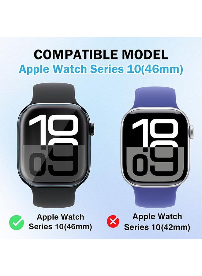 عبوة من قطعتين متوافقة مع واقي شاشة Apple Watch Series 10 / Series 11 بحجم 46 مم، فيلم واقٍ شفاف عالي الدقة من TPU ناعم مع ميزة الشفاء الذاتي لسلسلة iWatch 10 بحجم 46 مم، حساس للمس ومضاد للخدش - Image 2