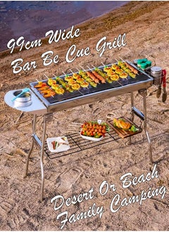 Generic Portable Charcoal Grills,Stainless Coating BBQ Grill Small Charcoal, Storage Shelf Hooks for Party Picnic Travel Home,Camping,Hiking, Picnic Patio Backyard Large  - Image 1