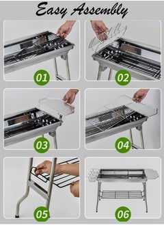 Generic Portable Charcoal Grills,Stainless Coating BBQ Grill Small Charcoal, Storage Shelf Hooks for Party Picnic Travel Home,Camping,Hiking, Picnic Patio Backyard Large  - Image 2