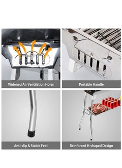 Generic Portable Charcoal Grills,Stainless Coating BBQ Grill Small Charcoal, Storage Shelf Hooks for Party Picnic Travel Home,Camping,Hiking, Picnic Patio Backyard Large  - Image 4