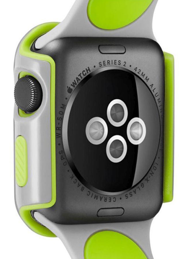 NIBEMINENT Protective Bumper Case Cover For Apple Watch Series 3 42mm Grey/Green - Image 3