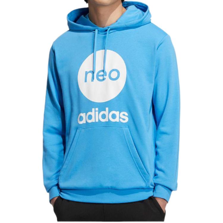 adidas Neo Logo Casual Hoodie 'Blue' - Image 3
