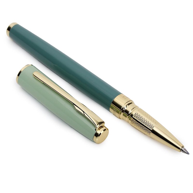 crewtone 20589 Stunning Roller Ball Pen Green Body & Icy Green Cap Glossy Finish Metal Body with Golden Clip & Trim, Gift Set For Men & Women, Professional, Executive, Nice Pen with Gift Box. - Image 1