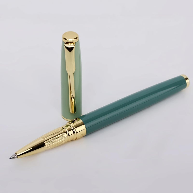 crewtone 20589 Stunning Roller Ball Pen Green Body & Icy Green Cap Glossy Finish Metal Body with Golden Clip & Trim, Gift Set For Men & Women, Professional, Executive, Nice Pen with Gift Box. - Image 4