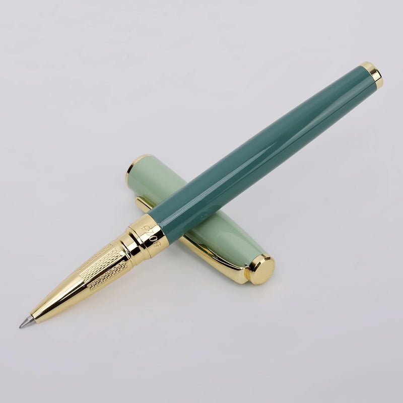 crewtone 20589 Stunning Roller Ball Pen Green Body & Icy Green Cap Glossy Finish Metal Body with Golden Clip & Trim, Gift Set For Men & Women, Professional, Executive, Nice Pen with Gift Box. - Image 2