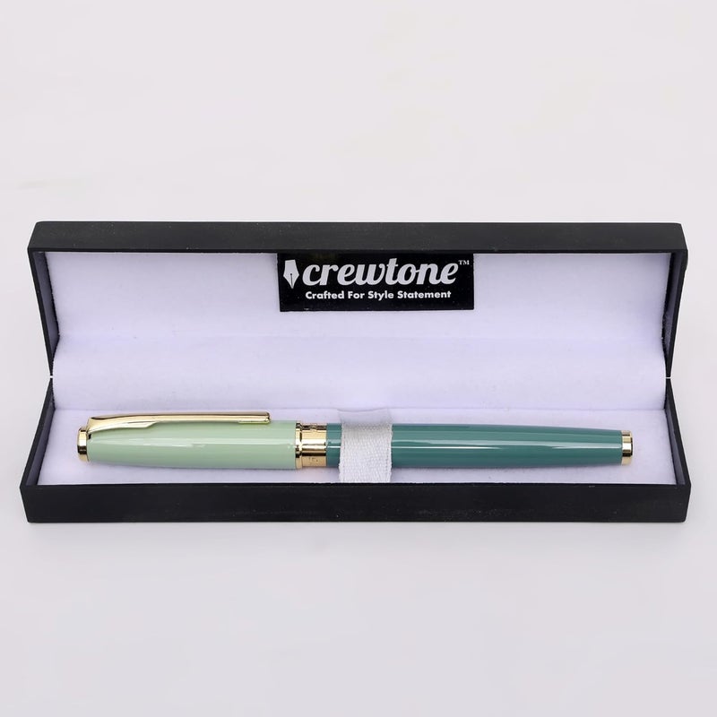 crewtone 20589 Stunning Roller Ball Pen Green Body & Icy Green Cap Glossy Finish Metal Body with Golden Clip & Trim, Gift Set For Men & Women, Professional, Executive, Nice Pen with Gift Box. - Image 3