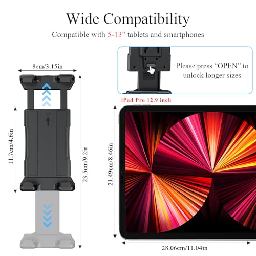 OHLPRO Tablet Mount for Truck - Heavy Duty Drill Base - Tablet Holder for Car Dashboard, iPad Holder for All 5"-13" iPad Pro Samsung Galaxy Kindle fire Tablets and Car Wall Desk etc. - Image 3