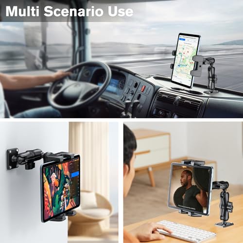 OHLPRO Tablet Mount for Truck - Heavy Duty Drill Base - Tablet Holder for Car Dashboard, iPad Holder for All 5"-13" iPad Pro Samsung Galaxy Kindle fire Tablets and Car Wall Desk etc. - Image 2