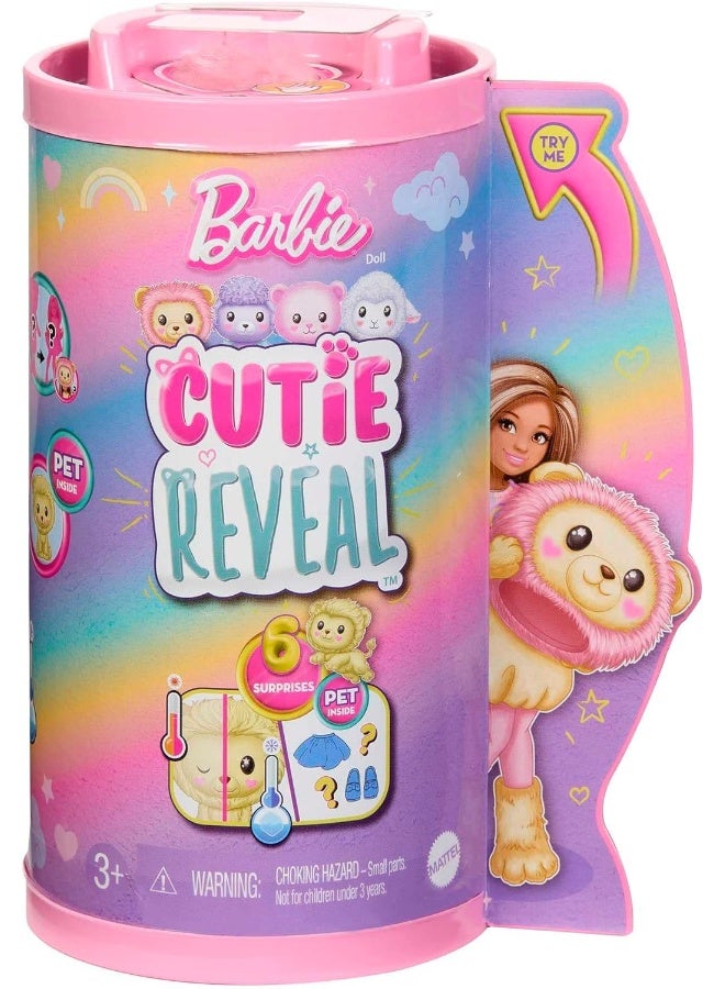Barbie Cutie Reveal Cozy Cute Tees Series Chelsea Doll & Accessories, Plush Lion, Brunette Small Doll - Image 4