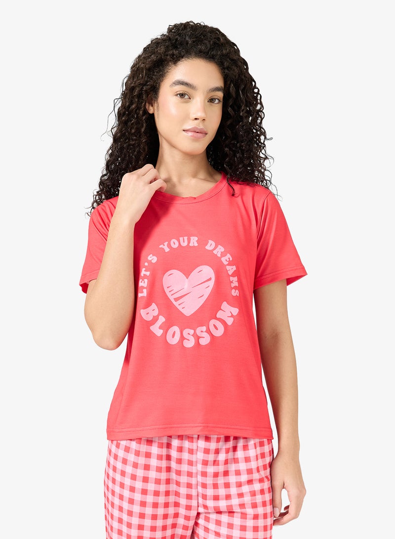 Ginger Cotton Graphic T-shirt & Pyjama Set - Image 3
