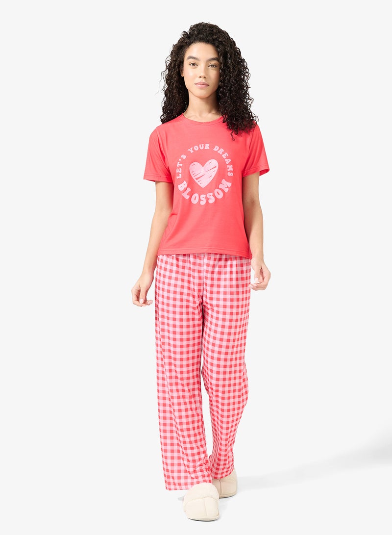Ginger Cotton Graphic T-shirt & Pyjama Set - Image 5